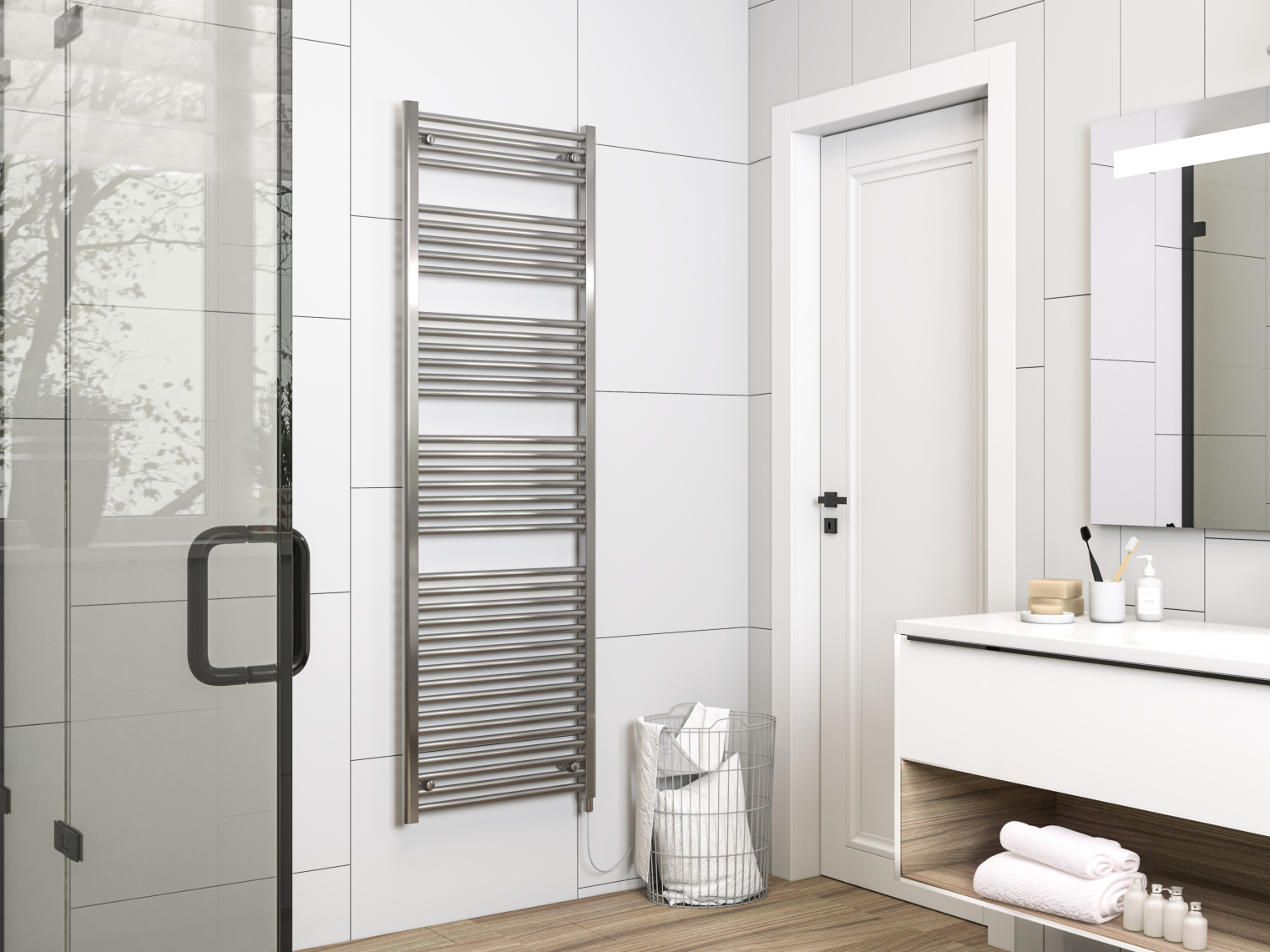 Rendering Zehnder Aura Decorative radiator Angled view