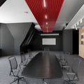 Stropní panel Zehnder ZFP Urban s integrovaným osvětlením, v barvě Ruby Red.