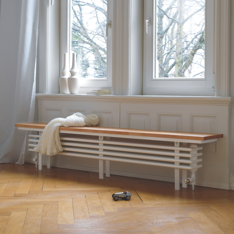 Zehnder_RAD_Radiator-Bench-HY_white_print+web Rendering Zehnder Radiator Bench Decorative radiator Front view