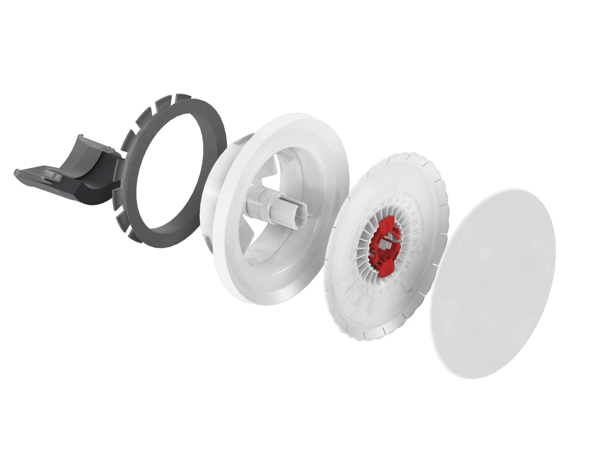 Zehnder_CSY_ComoValve_Luna_S_Exploded_Cutout_1 Cut-Out Zehnder ComfoValve Luna S125 Comfortable indoor ventilation Angled view