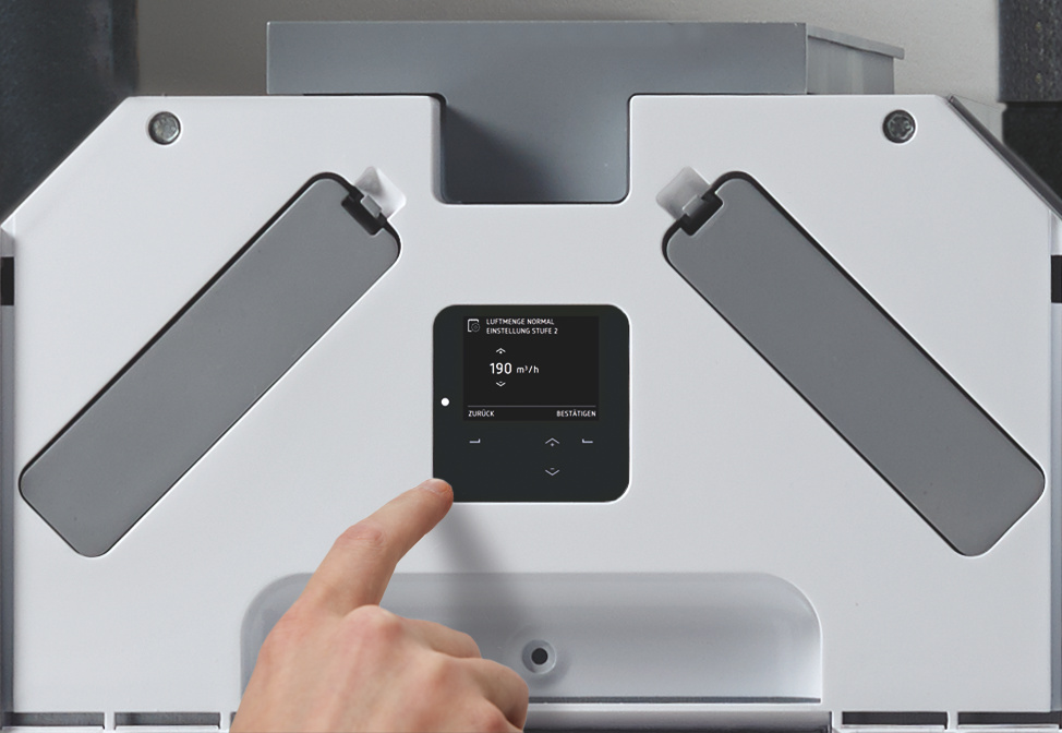 Ovládací displej jednotky ComfoAir Q Ovládání komfortní větrací jednotky Zehnder ComfoAir Q