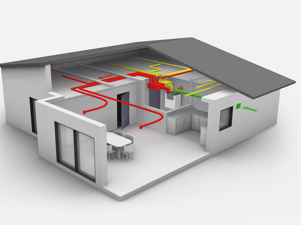 Příkladu schématu řešení větracího systému - bungalov