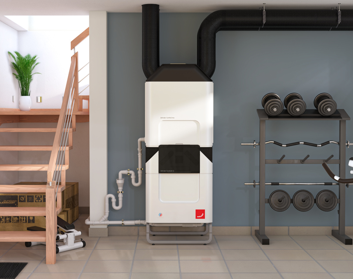 Klimatizační a ventilační systém Zehnder nainstalovaný v interiéru domu