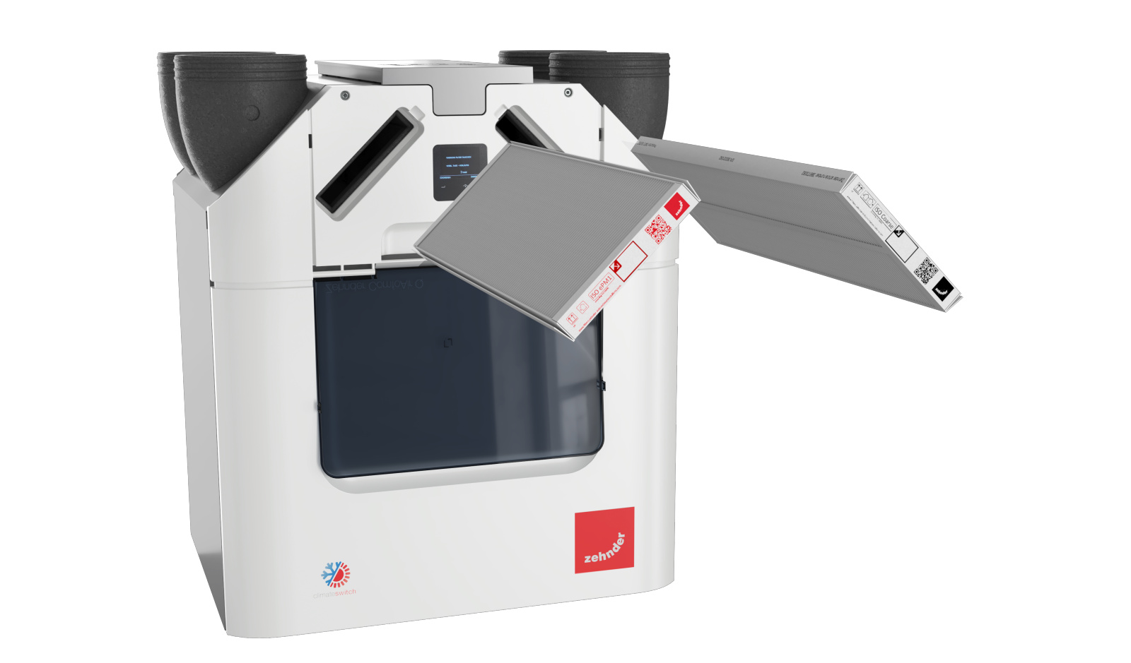 Zehnder_CSY_ComfoAirQ-WithFliter_Cutout_persp comfo Air Q, CA Q, Filter, cutout