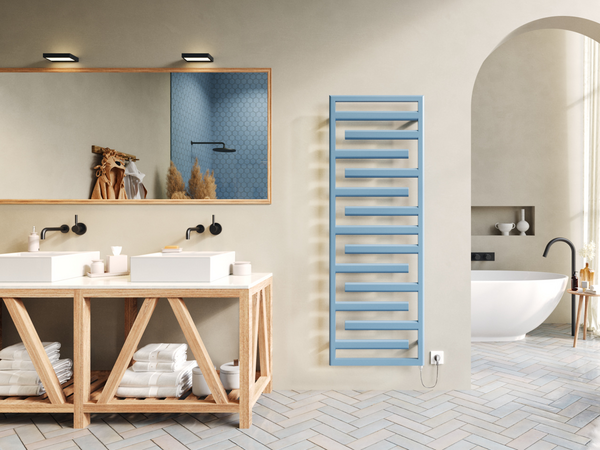 Koupelnový radiátor Zehnder Tetris v barvě Pastel Blue