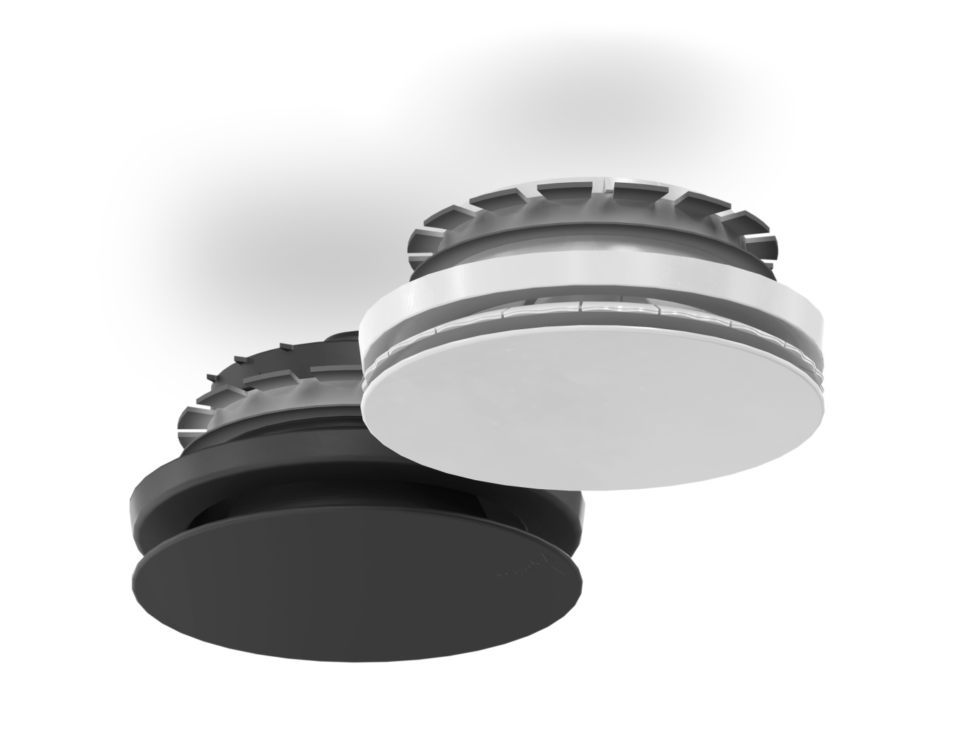 Talířový ventil Zehnder ComfoValve Luna se dodává v bílé či černé barvě Ventil odváděného vzduchu Zehnder ComfoValve Luna E