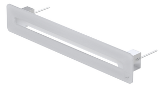 Zehnder ComfoGrid Linea 400 povrchová úprava White Glass Rendering Zehnder ComfoGrid CSB/P Linea Comfortable indoor ventilation Angled view