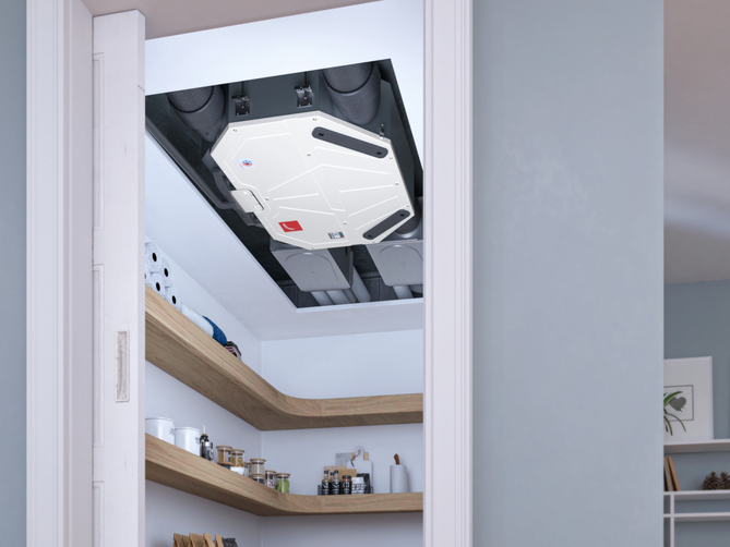 Inovativní podstropní větrací jednotka Zehnder ComfoAir Flex zajišťuje vynikající výkon s minimálními prostorovými nároky.