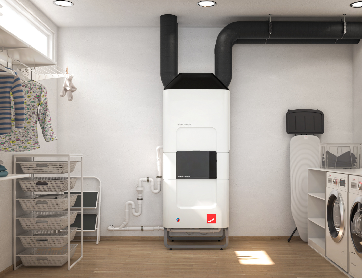 Rendering Zehnder ComfoClime Q Comfortable indoor ventilation Front view
