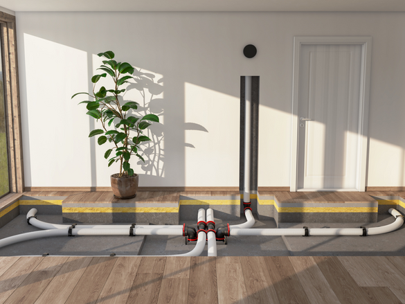 Milieu, living room, open floor, instalation, system, air distribution, parts with rapd lock,