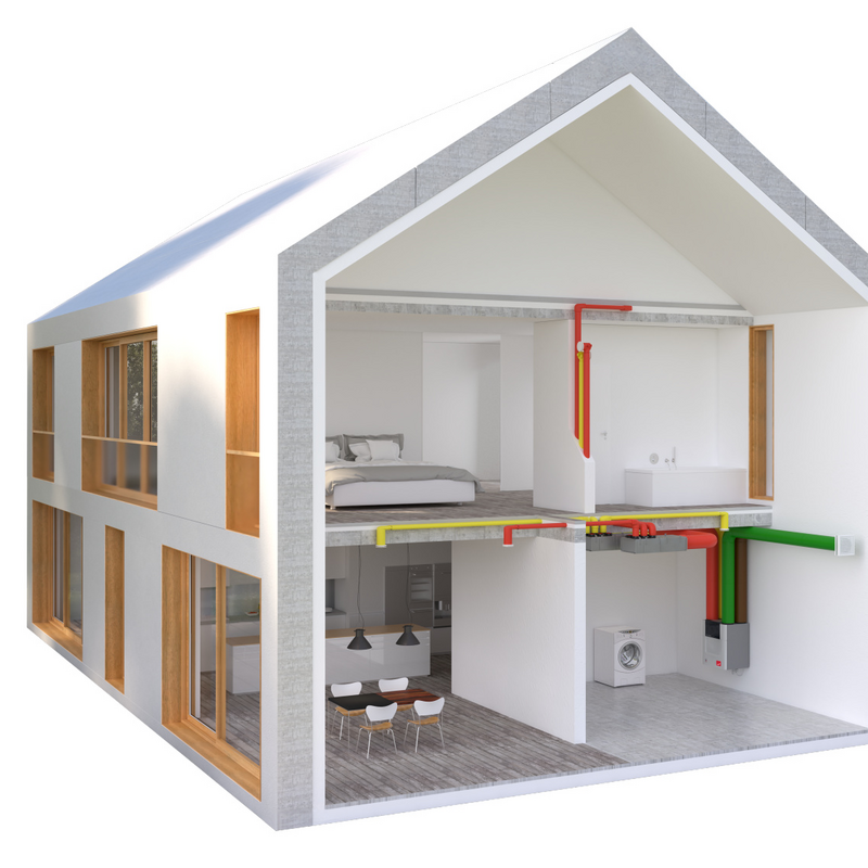 comfo Air Q, CA Q, cutout, building, System, air distribution, house, Single family home,