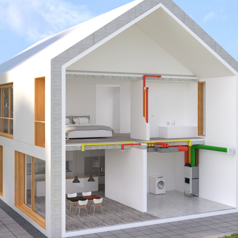 Rendering Zehnder ComfoClime 36 Comfortable indoor ventilation Angled view