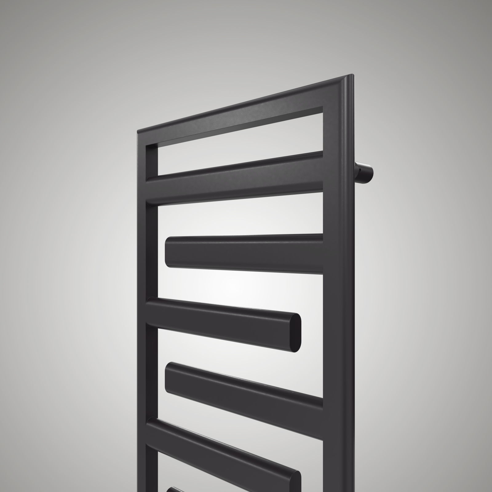 Zehnder_RAD_Tetris_170-50_TrafficBlack_Detail_Background Cut-Out Zehnder Tetris Decorative radiator Angled view