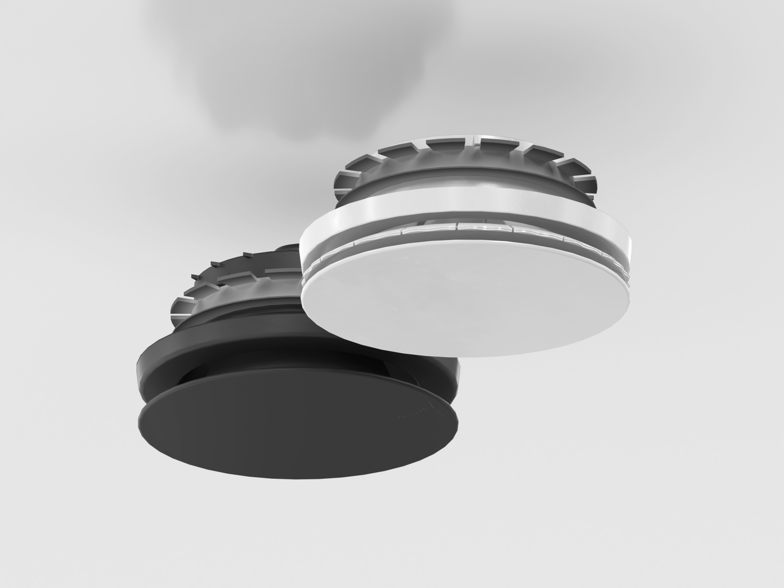 Zehnder_CSY_ComoValve_Luna_S_E_Traffic-White_Black_Background Cut-Out Zehnder ComfoValve Luna E125 Comfortable indoor ventilation Angled view