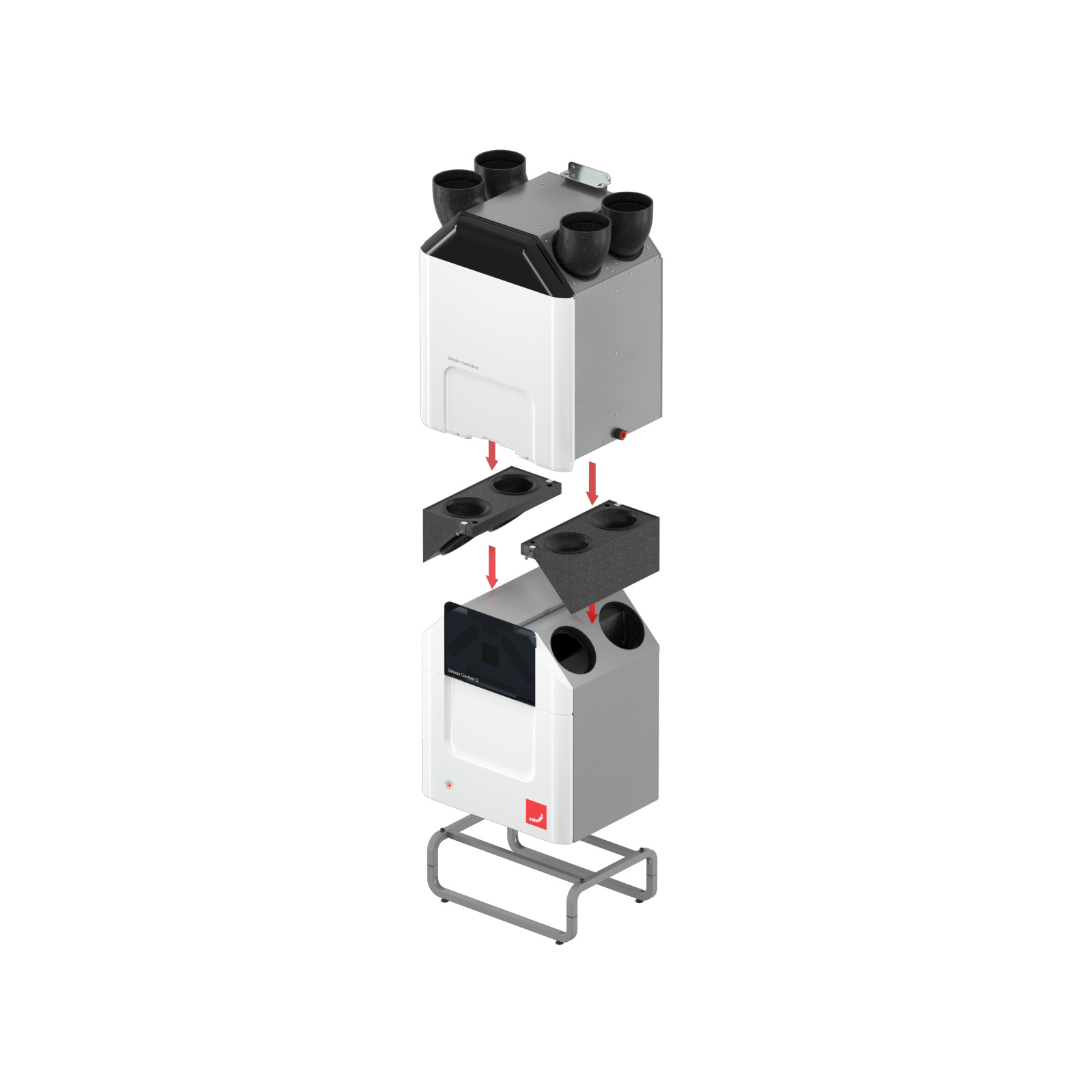 Cut-Out Zehnder ComfoClime Q Comfortable indoor ventilation Angled view