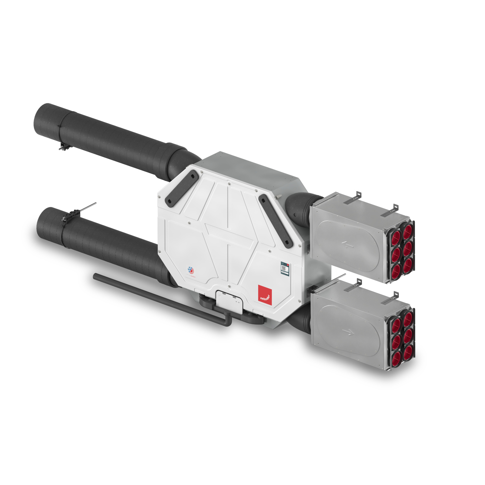 Cut-Out Zehnder ComfoAir Flex 250 Comfortable indoor ventilation Angled view